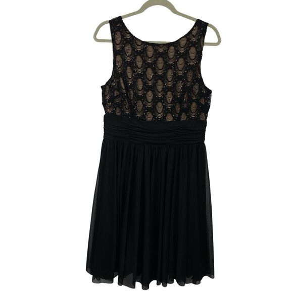 JH Evenings Sleeveless Lace Sequined Midi Dress Size 12 Black Full Skirt Event - Picture 12 of 12